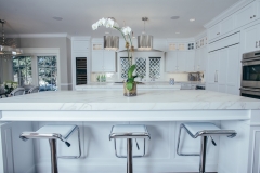 Bright White Colorado Springs French Tudor Inspired Kitchen Bartop