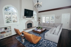 Beautiful & Clean French Tudor Style Living Room - High Ceilings & Traditional French Fireplace